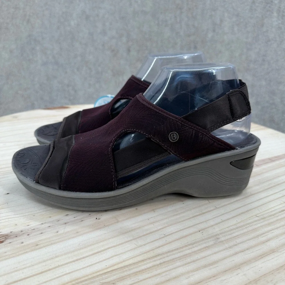 NEW Bzees Dashing Womens 9.5M Dark Plum Brown‎ Stretch Wedge Slingback Sandals